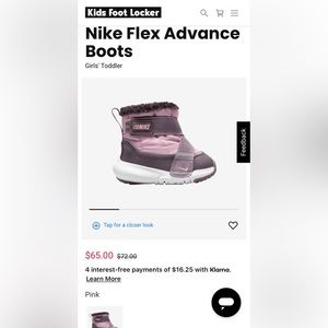 Nike flex advance boots, size 7c pink glaze